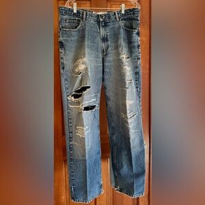 Route 66 Distressed Blue Jeans for Men (Rock ‘n Roll Holey)